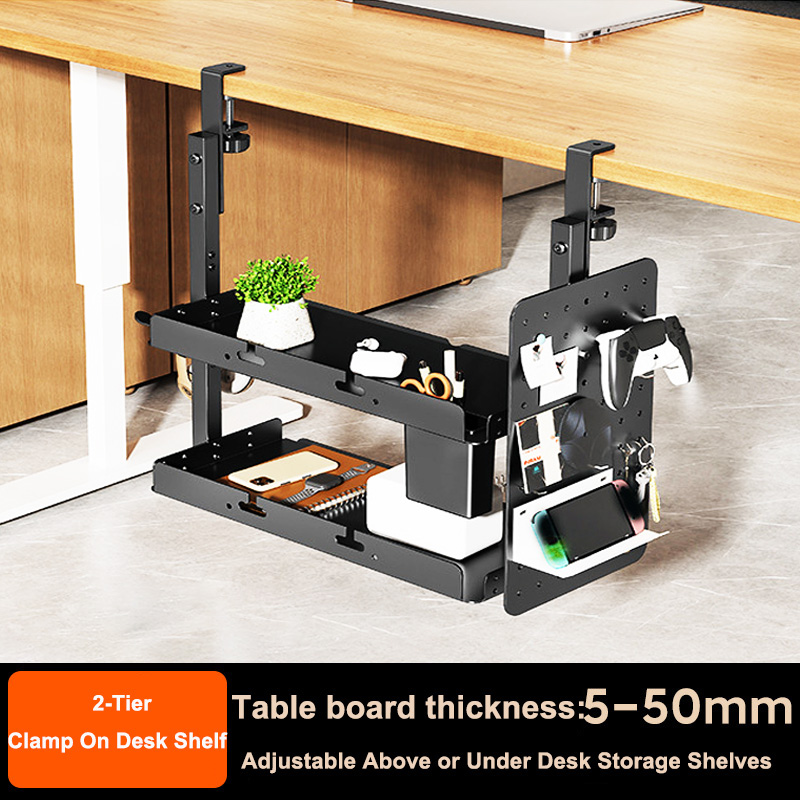 Cable Tray Under Desk - Clamp-on 14 inch Above Below Desk