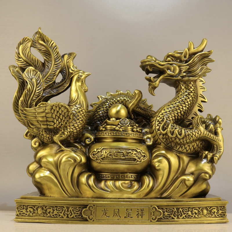 Office Furniture Phoenix - Brass and Phoenix Ornament Golden Green