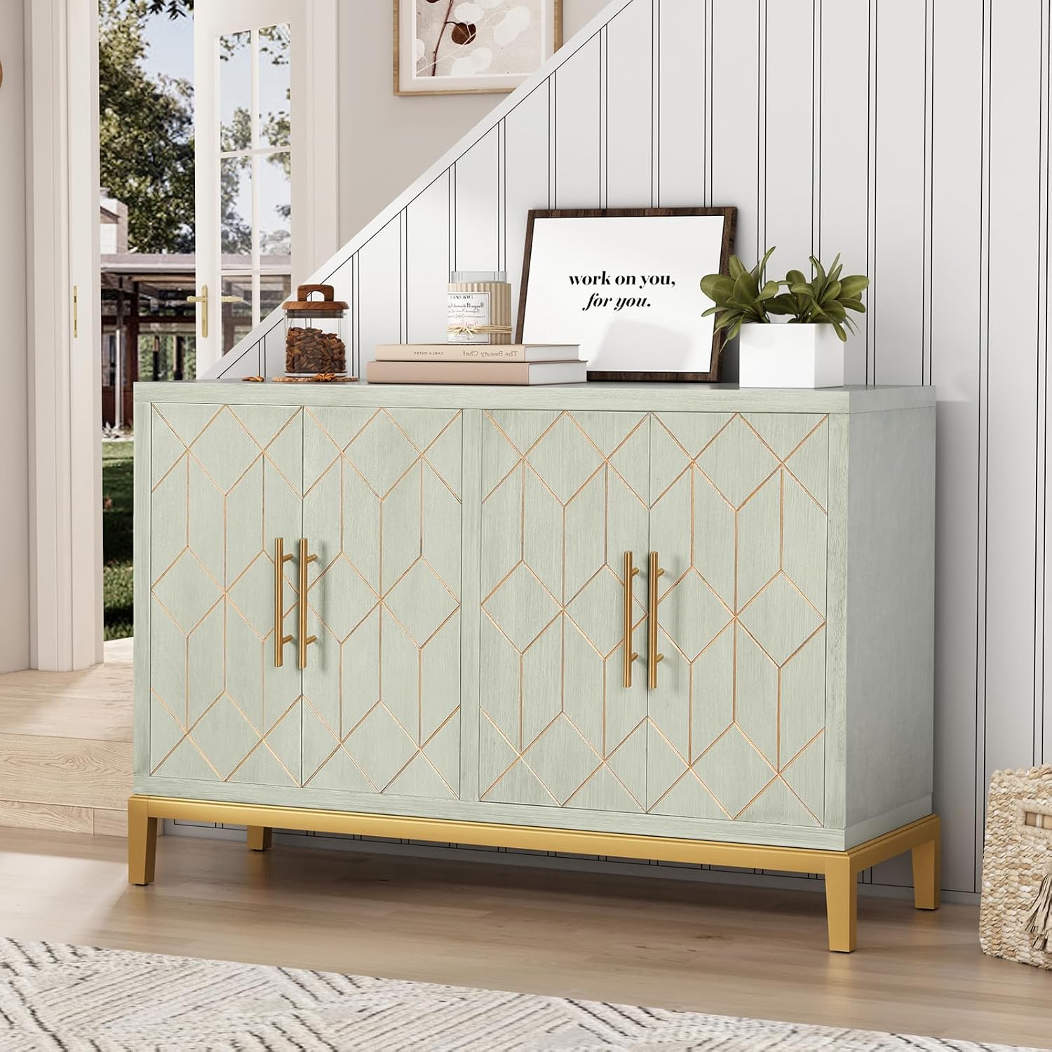 4-Door Accent Cabinet Modern C - đánh giá và giá Office Furniture Credenza