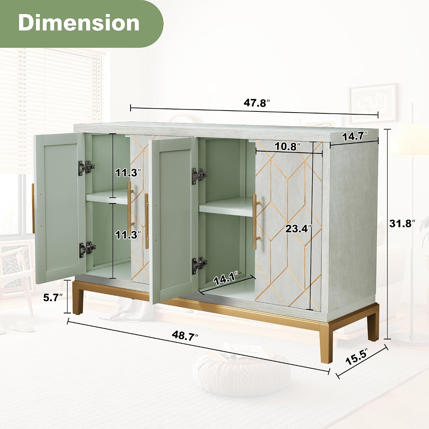 4-Door Accent Cabinet Modern C - đánh giá và giá Office Furniture Credenza