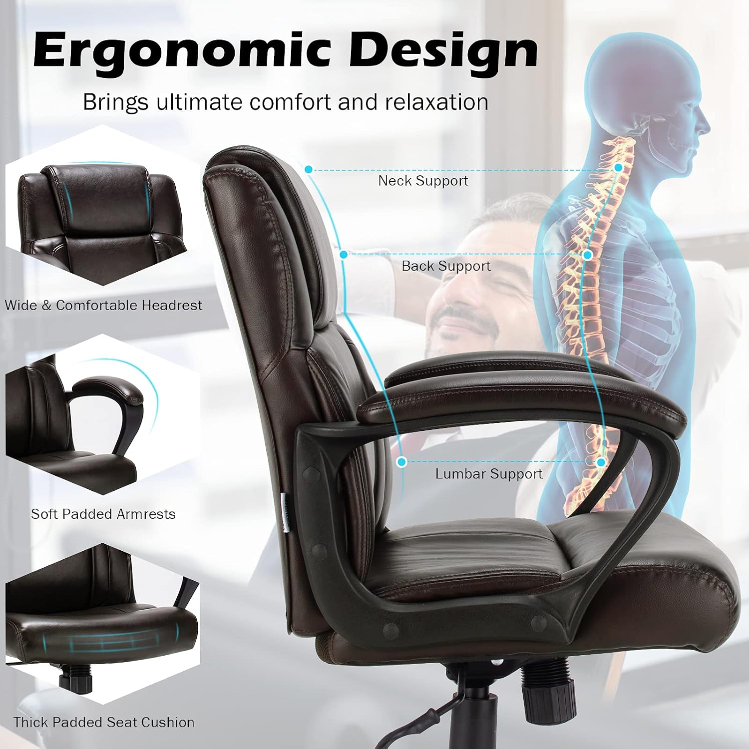 Leather Executive Office Chair - đánh giá và giá Task Chair Mid Back