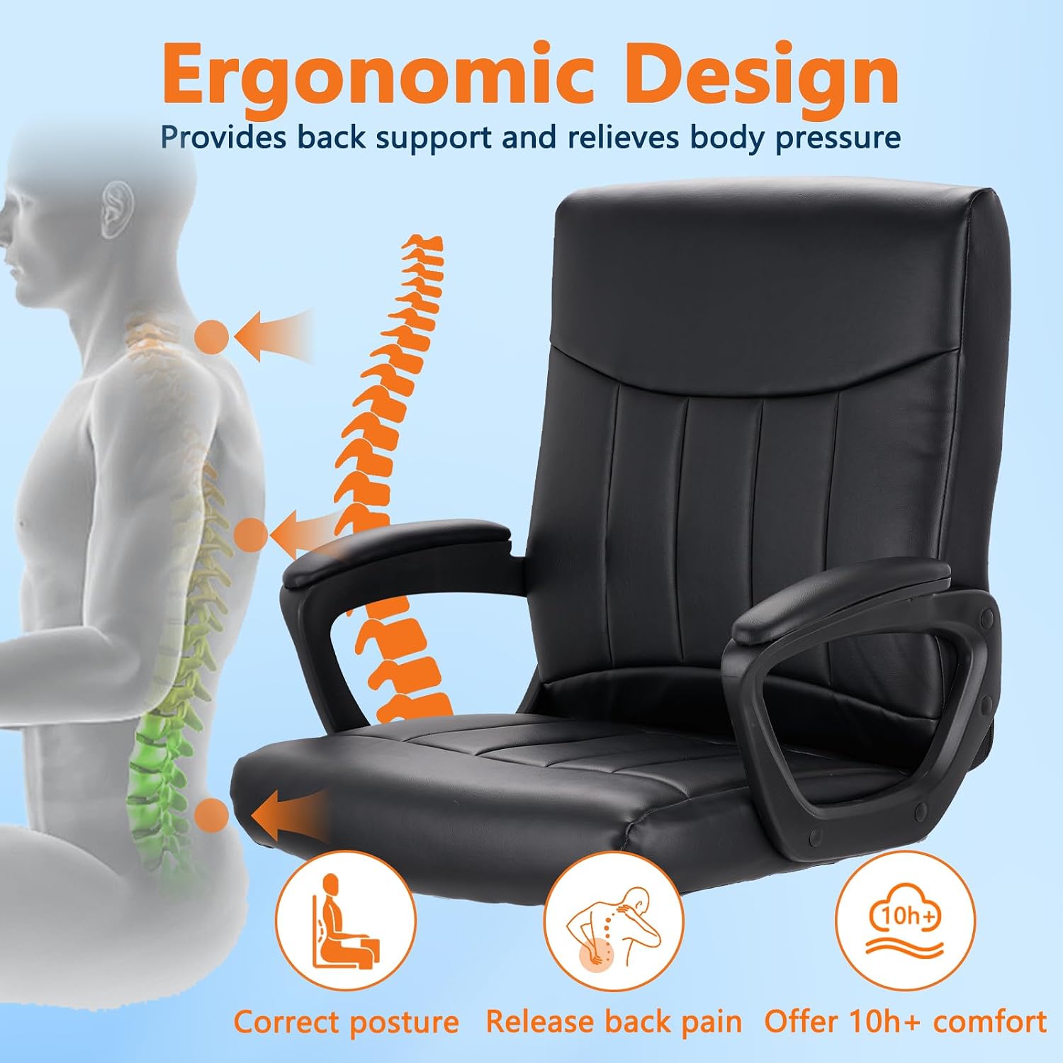 Leather Office Chair Ergonomic - đánh giá và giá Task Chair Mid Back