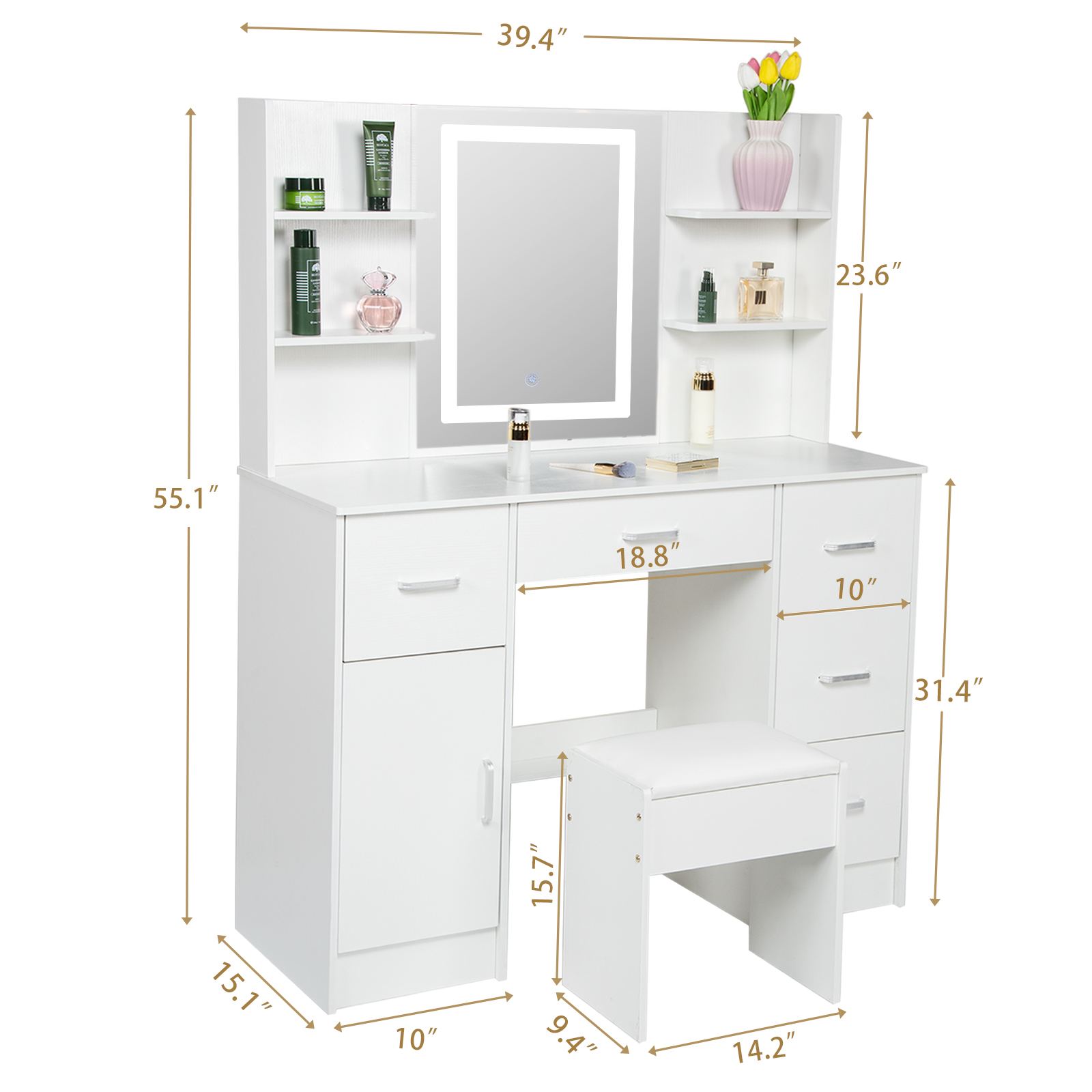 LED Lighted Vanity Table Set,  - đánh giá và giá Office Furniture Credenza