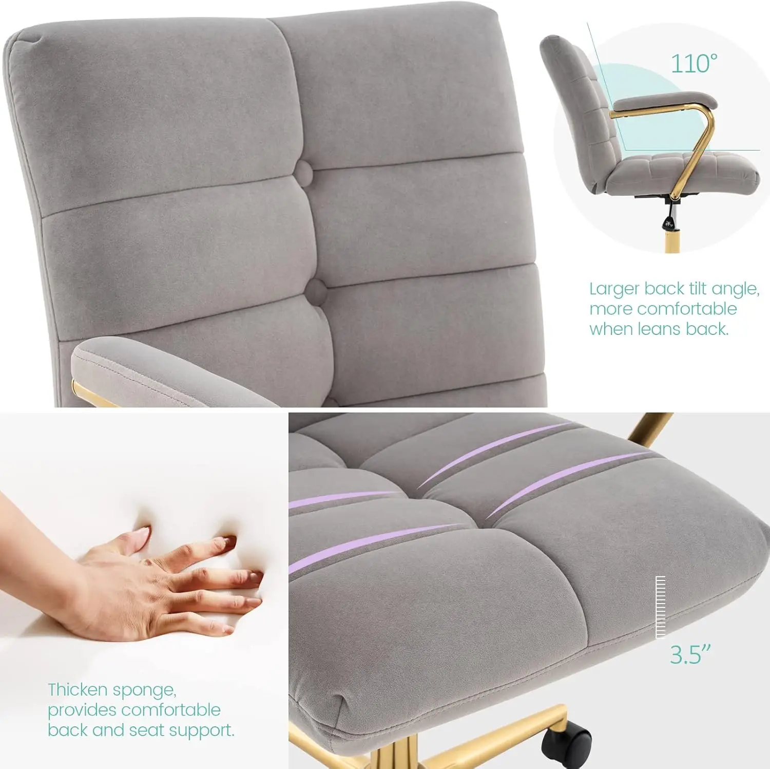 Velvet Home Office Desk Chair, - đánh giá và giá Task Chair Mid Back